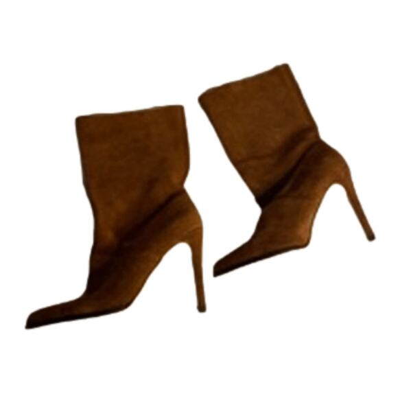 BCBGeneration Brown Suede Leather Pointed Toe Stiletto Heel Boots 8M - Picture 2 of 11